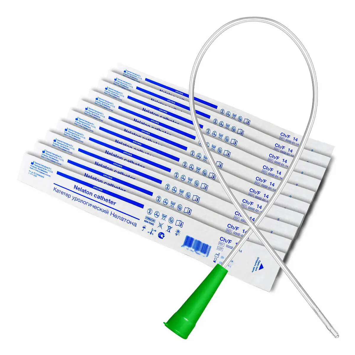 Катетер Нелатона урологический Apexmed мужской, Сh/Fr 14, 10 шт, уретральный